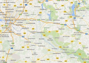 Route Wittenberge nach Hamburg